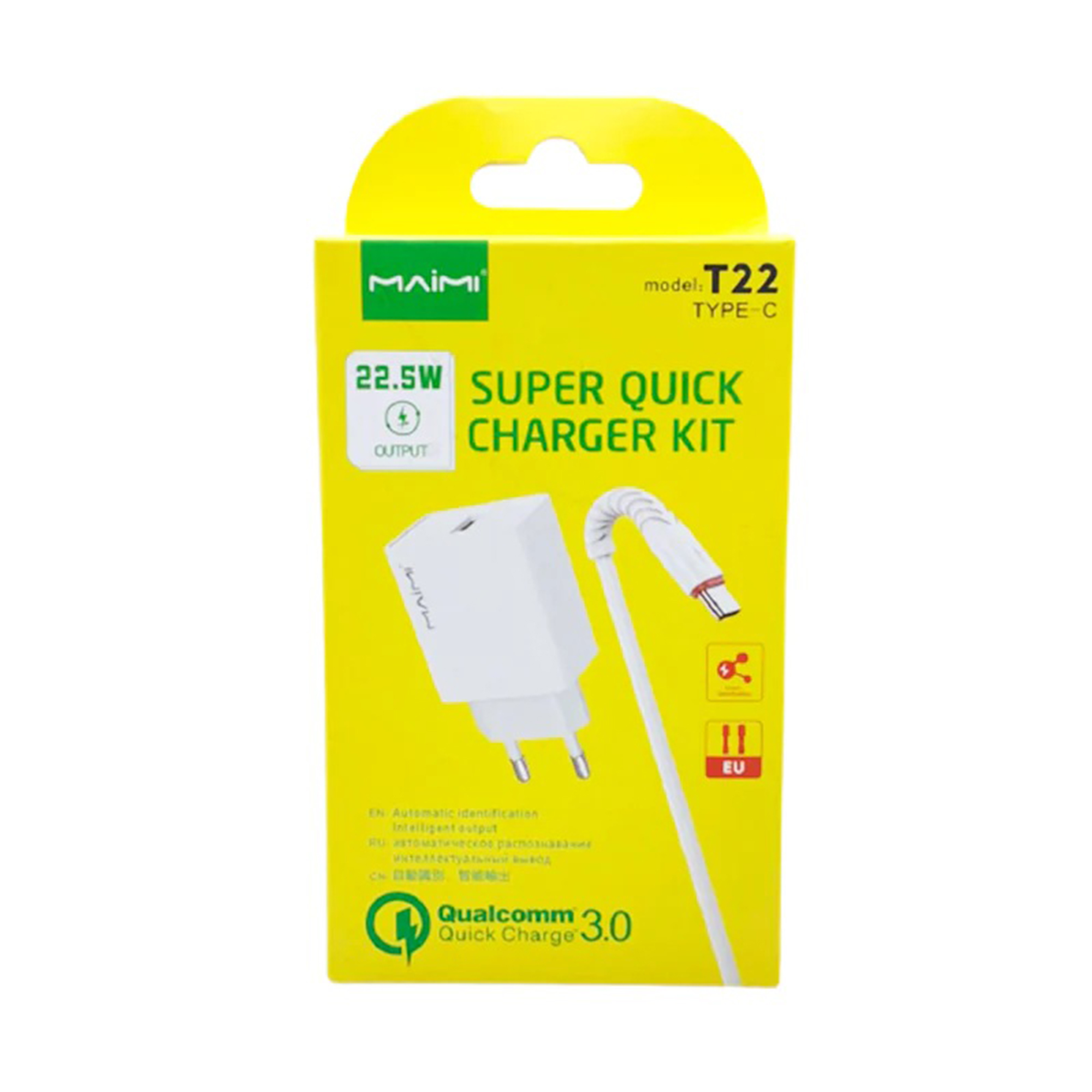 SMARTCHARGER KIT MAIMI-T22-TYPE C-22.5W-SINGLE USB-KABEL DATA X16 TYPE C-WHITE ORIGINAL